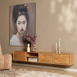 Furndea Industriele Kasten|Tv Meubels|Tony Zwevend Tv meubel Naturel Mangohout 200 cm