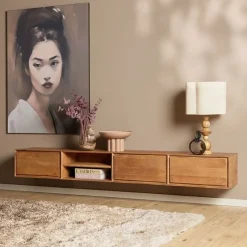 Furndea Industriele Kasten|Tv Meubels|Tony Zwevend Tv meubel Naturel Mangohout 280 cm