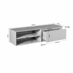 Furndea Industriele Kasten|Tv Meubels|Tony Zwevend Tv meubel Taupe Mangohout 120 cm