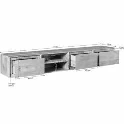 Furndea Industriele Kasten|Tv Meubels|Tony Zwevend Tv meubel Taupe Mangohout 200 cm
