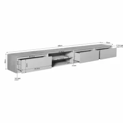 Furndea Industriele Kasten|Tv Meubels|Tony Zwevend Tv meubel Taupe Mangohout 280 cm