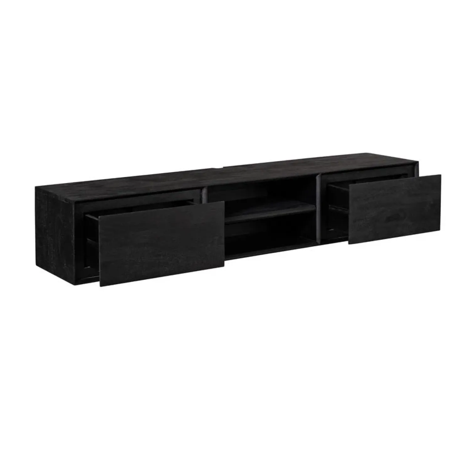 Furndea Industriele Kasten|Tv Meubels|Tony Zwevend Tv meubel Zwart Mangohout 160 cm