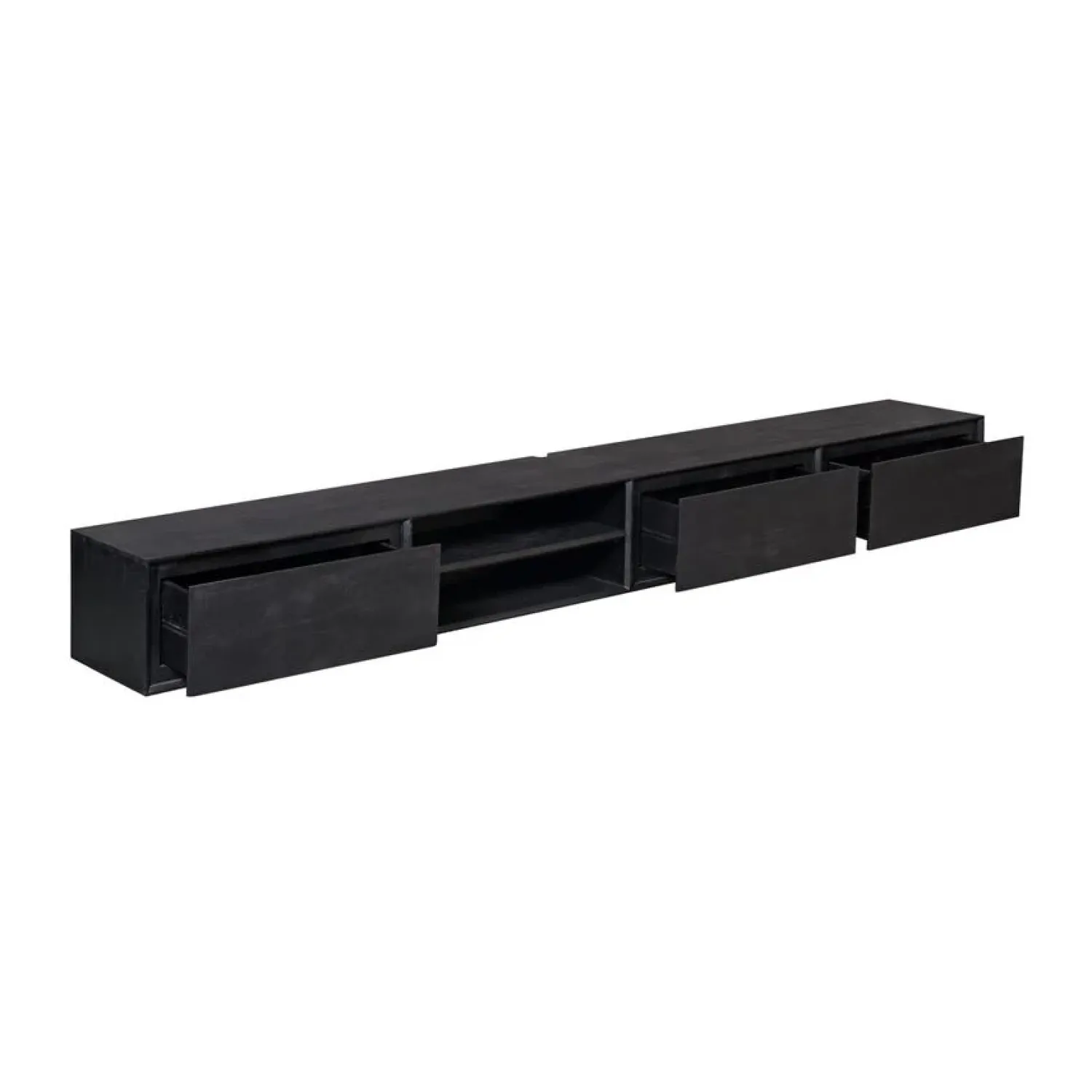 Furndea Industriele Kasten|Tv Meubels|Tony Zwevend Tv meubel Zwart Mangohout 280 cm