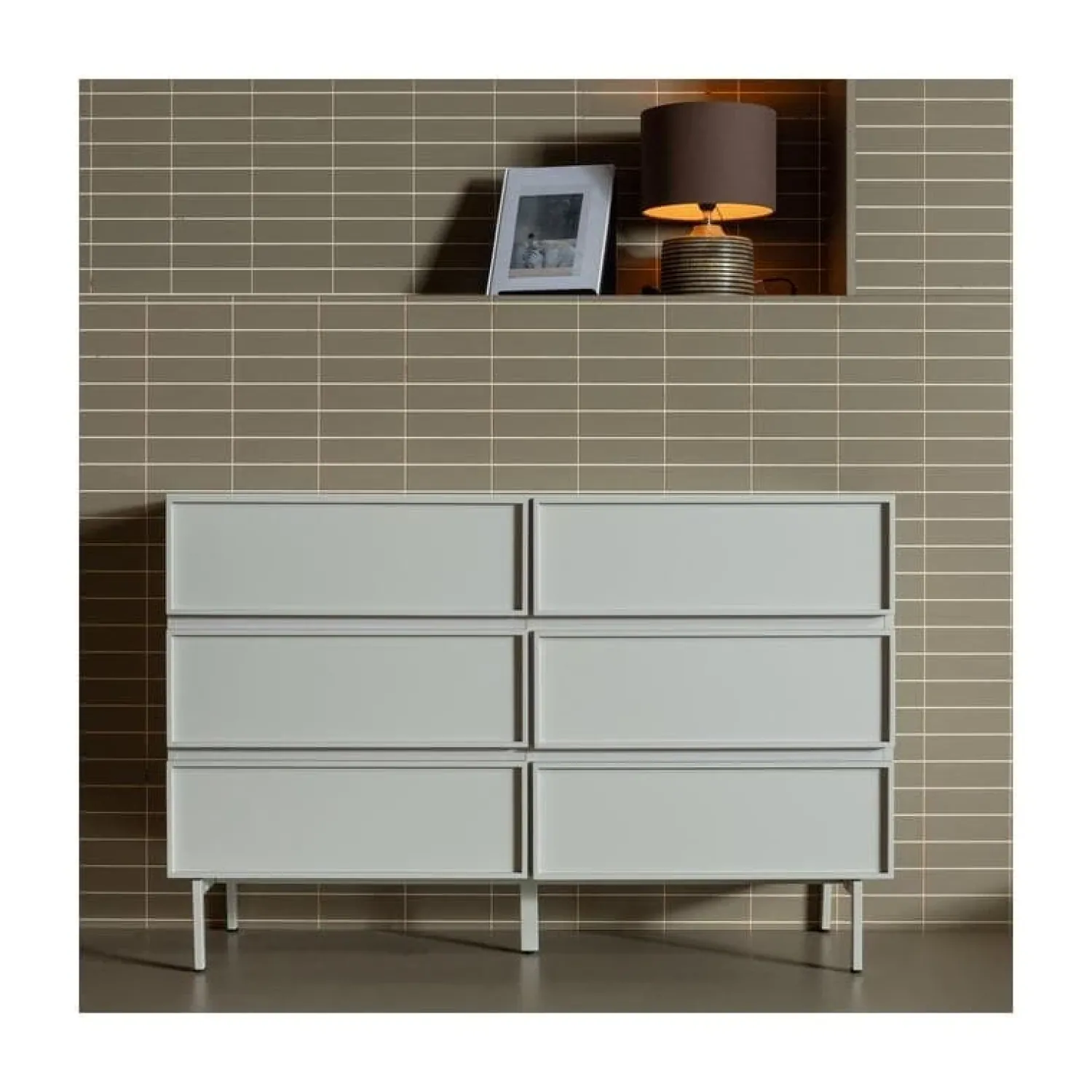 WOOOD Ladenkasten|Industriele Kasten|Tours Ladekast 6 Lades Melamine/MDF Zand 120cm