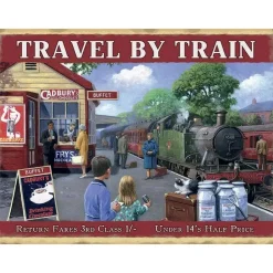 Cavetown Metalen Borden|Travel by Train - metalen bord