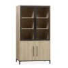 Maison Madera Vitrinekasten|Industriele Kasten|Tresso Vitrinekast 2 deuren Lichthout 112cm