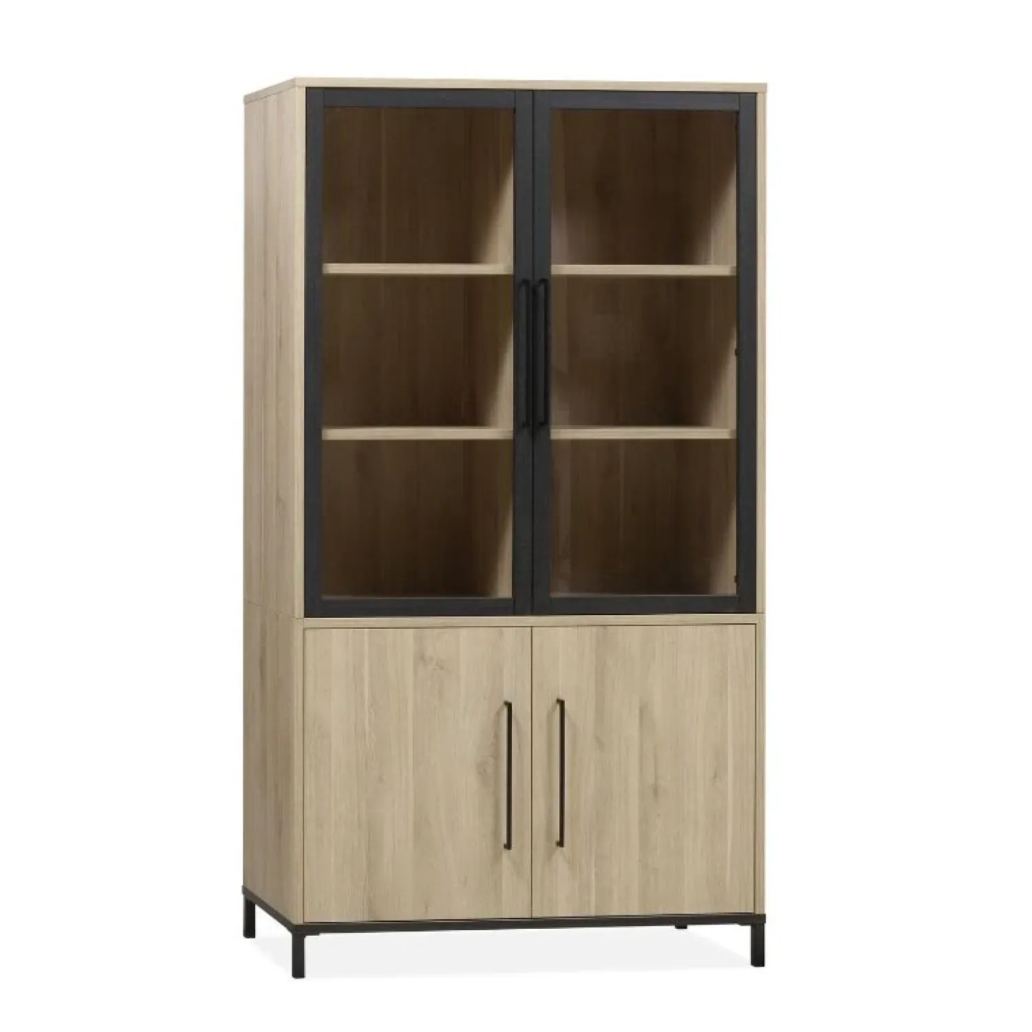 Maison Madera Vitrinekasten|Industriele Kasten|Tresso Vitrinekast 2 deuren Lichthout 112cm