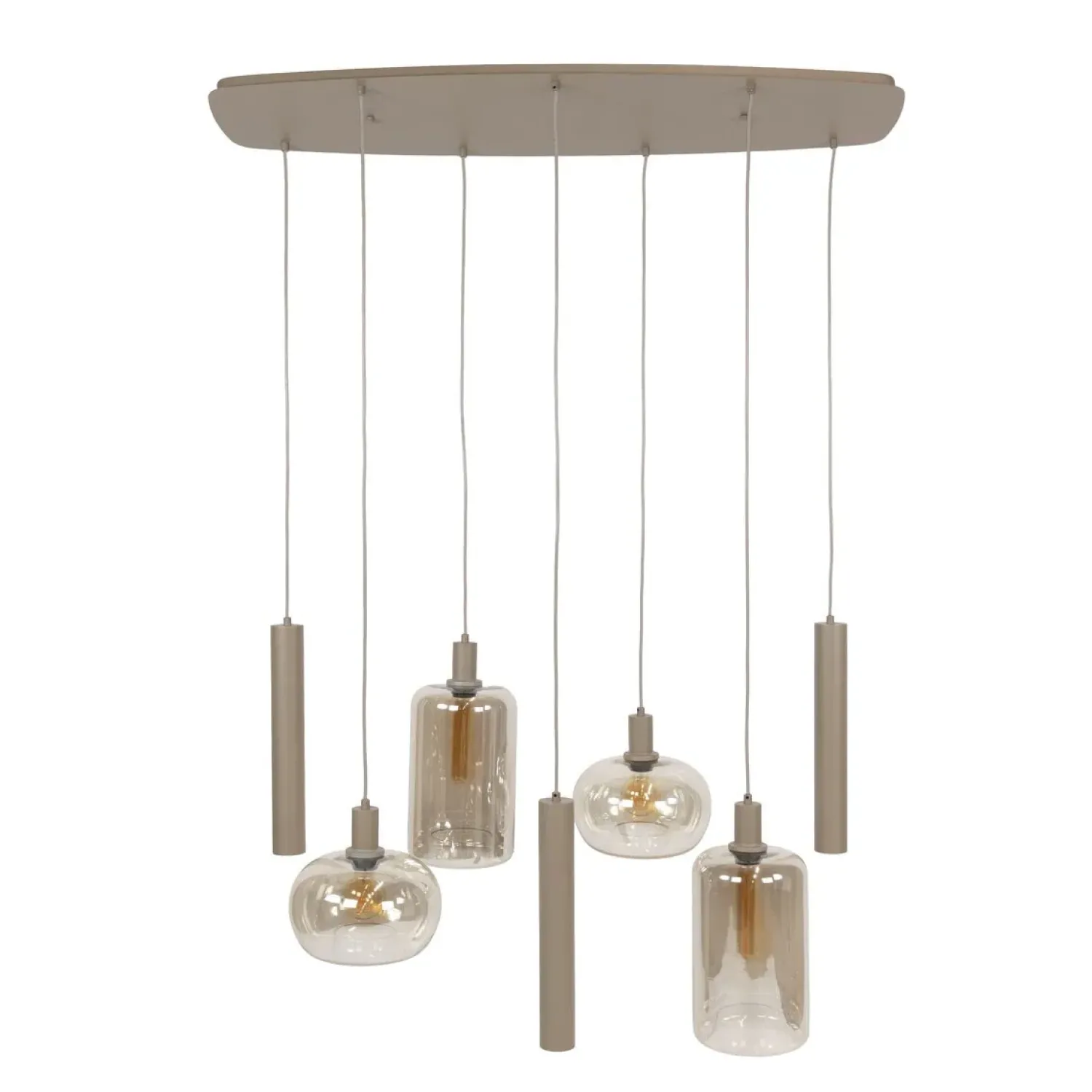 Kalfort Hanglampen|Glazen Hanglamp|Tulsa 7-lichts Hanglamp Beige