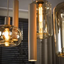 Kalfort Hanglampen|Glazen Hanglamp|Tulsa 7-lichts Hanglamp Beige