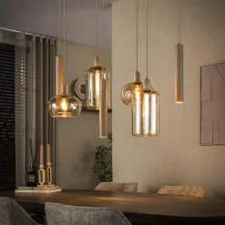 Kalfort Hanglampen|Glazen Hanglamp|Tulsa 7-lichts Hanglamp Beige