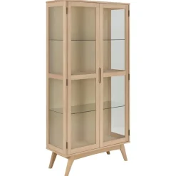 Nordhavn Vitrinekasten|Industriele Kasten|Tuvra Vitrinekast Hoog Naturel Eiken 94cm