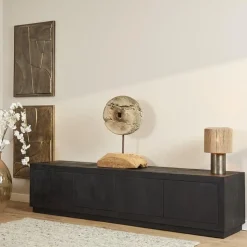 Furndea Industriele Kasten|Tv Meubels|TV meubel Dortmund mangohout zwart 200cm