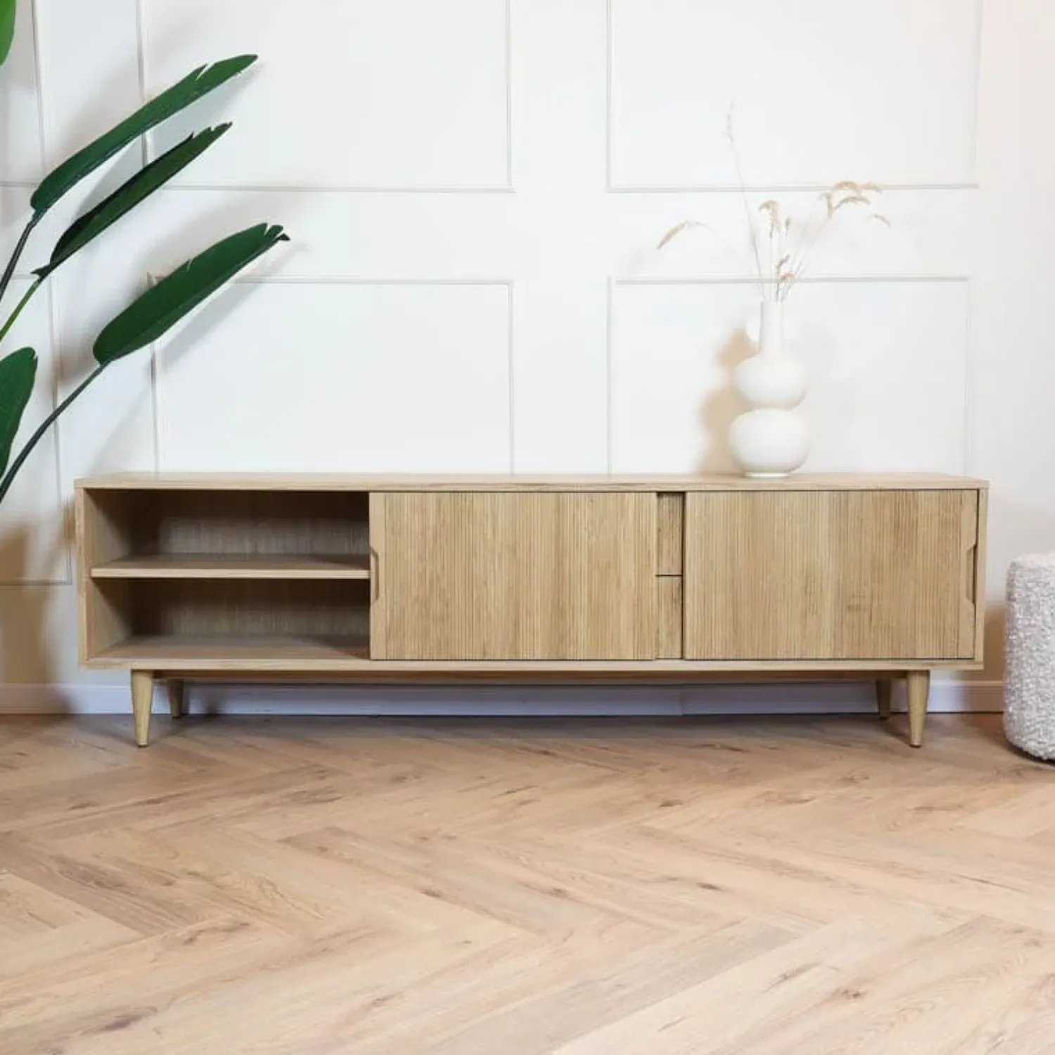 Label51 Industriele Kasten|Tv Meubels|Tv meubel Jule Naturel Eikenhout 200cm