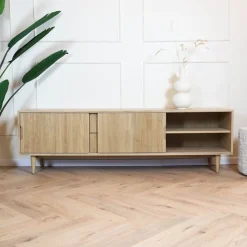 Label51 Industriele Kasten|Tv Meubels|Tv meubel Jule Naturel Eikenhout 200cm