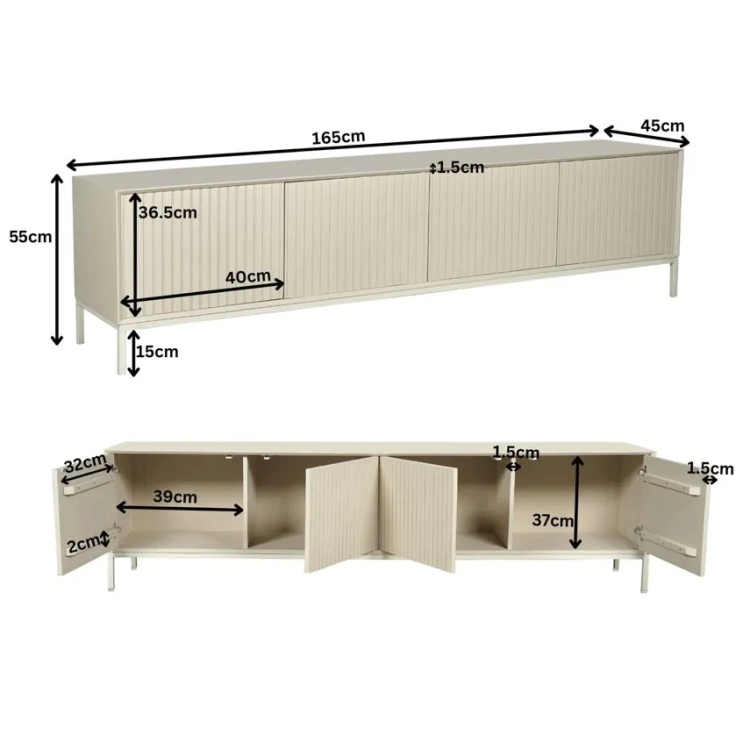 Furndea Industriele Kasten|Tv Meubels|Tv meubel Martin Zand 165 cm