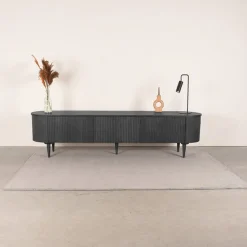 Label51 Industriele Kasten|Tv Meubels|Tv Meubel Oliva Zwart Eikenhout 220cm
