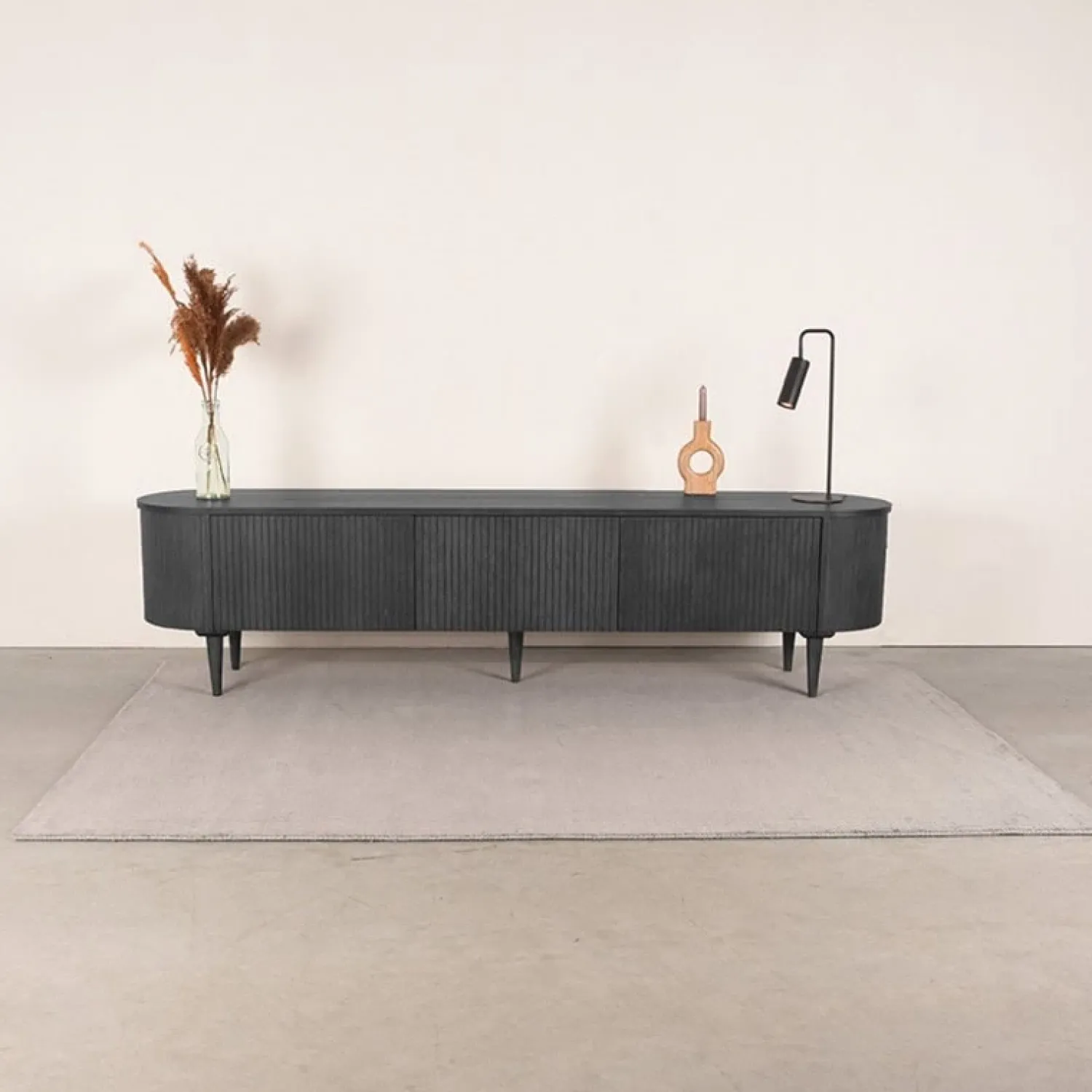 Label51 Industriele Kasten|Tv Meubels|Tv Meubel Oliva Zwart Eikenhout 220cm