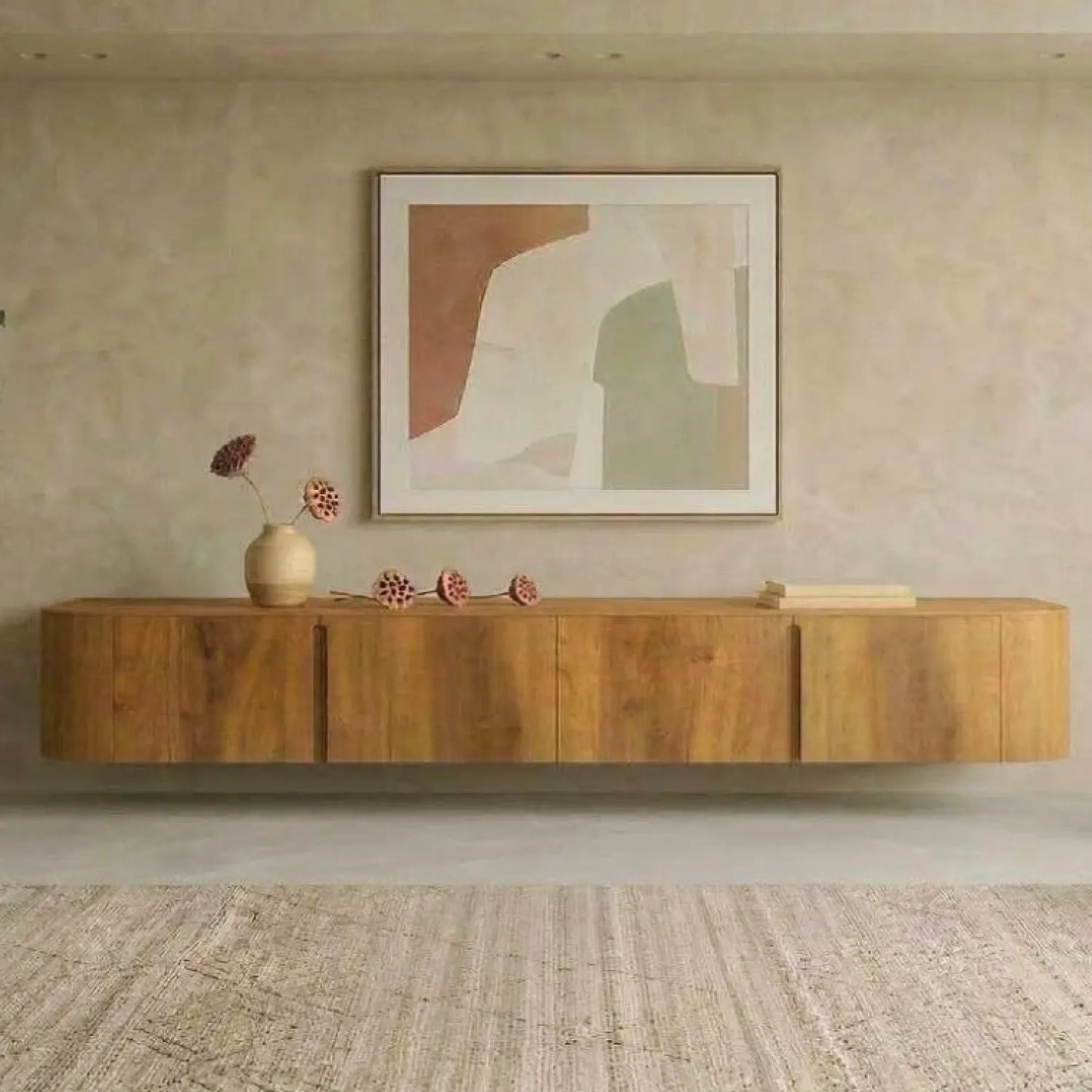Cavetown Industriele Kasten|Tv Meubels|Tv meubel Yama naturel zwevend | 195cm