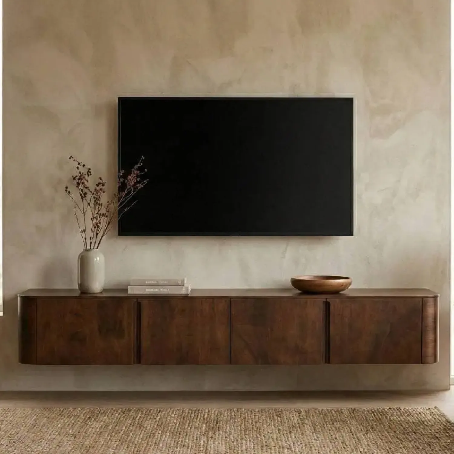 Cavetown Industriele Kasten|Tv Meubels|Tv meubel Yama walnoot zwevend | 195cm
