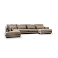 Pepp Hoekbanken|U-Bank Como met ottoman links – Beige Silencio 19 Chenille