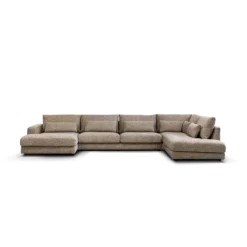 Pepp Hoekbanken|U-Bank Como met ottoman rechts – Beige Silencio 19 Chenille