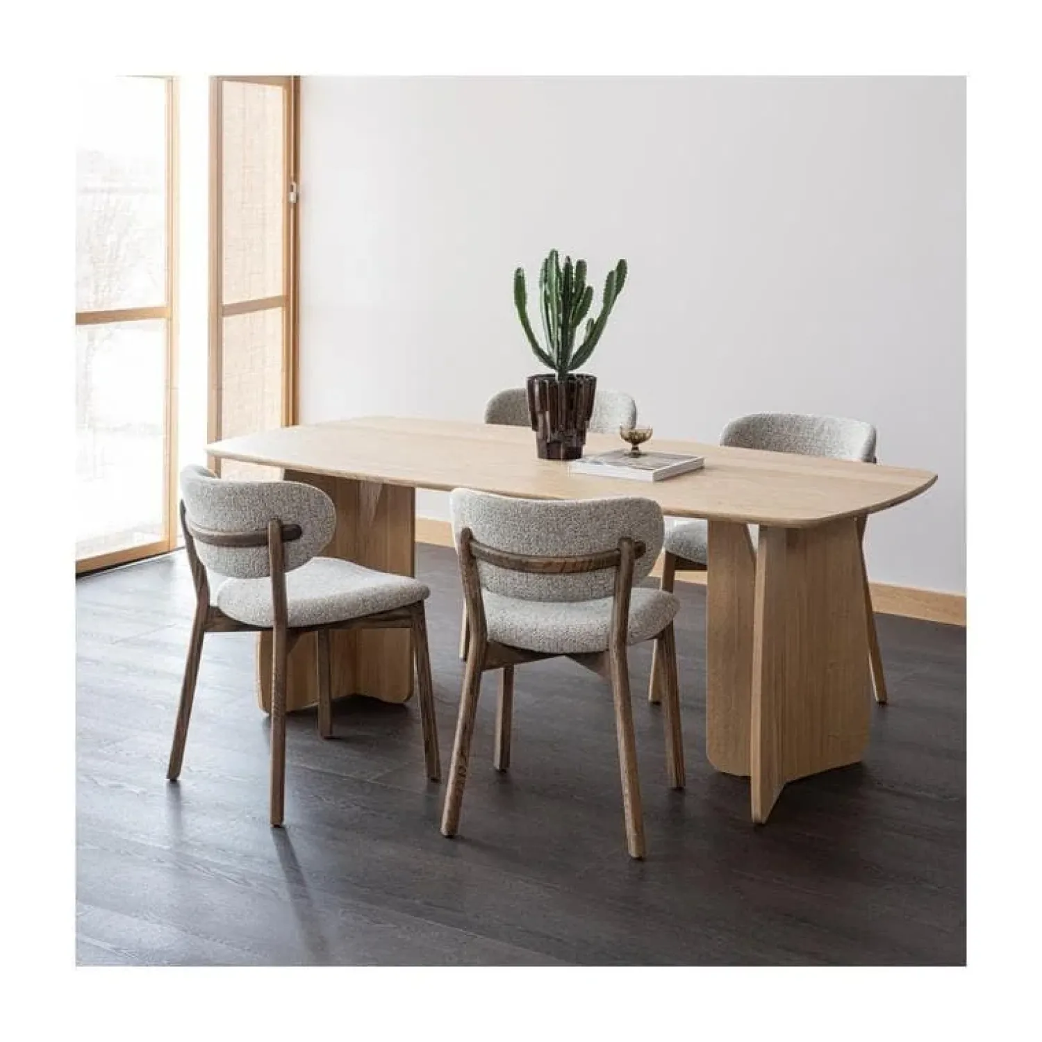 WOOOD Eetkamerstoelen|Udar Eetkamerstoel naturel met houten frame bruin