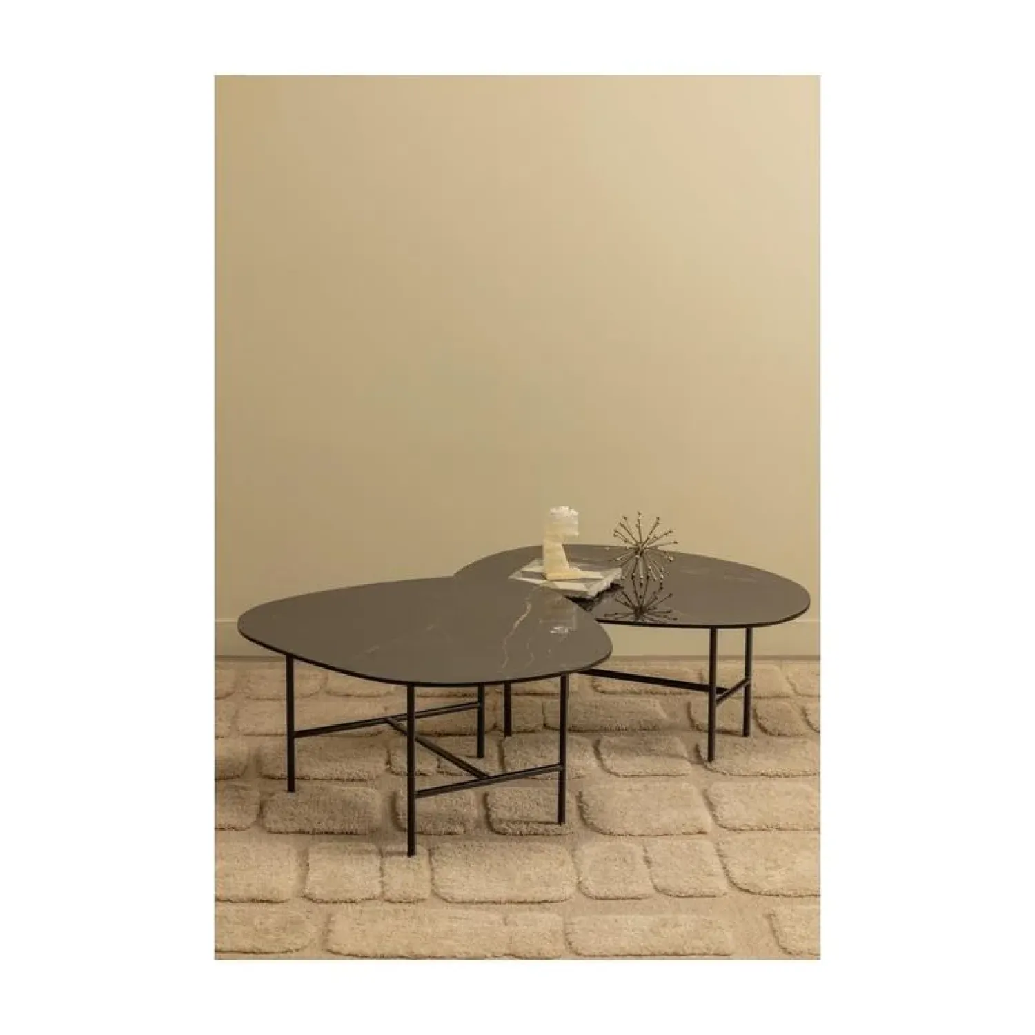 WOOOD Salontafels|Vajen Salontafel organisch Zwart Marmerlook 80cm
