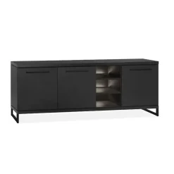Maison Madera Dressoirs|Industriele Kasten|Valente Dressoir 3-deurs Zwart 220cm