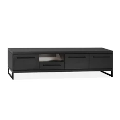 Maison Madera Industriele Kasten|Tv Meubels|Valente Tv meubel groot 3-deurs Zwart 200cm