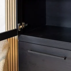 Maison Madera Vitrinekasten|Industriele Kasten|Valente Vitrinekast Zwart 120cm