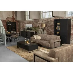 Maison Madera Wandkasten|Industriele Kasten|Valente Wandkast Zwart 120cm