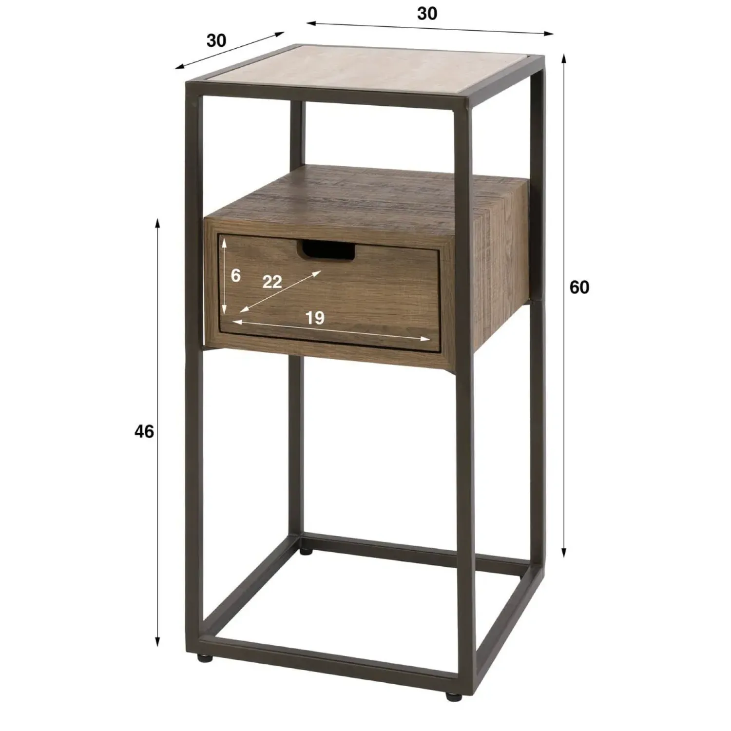 Kalfort Nachtkastjes|Industriele Kasten|Valentina XS Nachtkastje 1 lade Keramiek Travertin 64cm