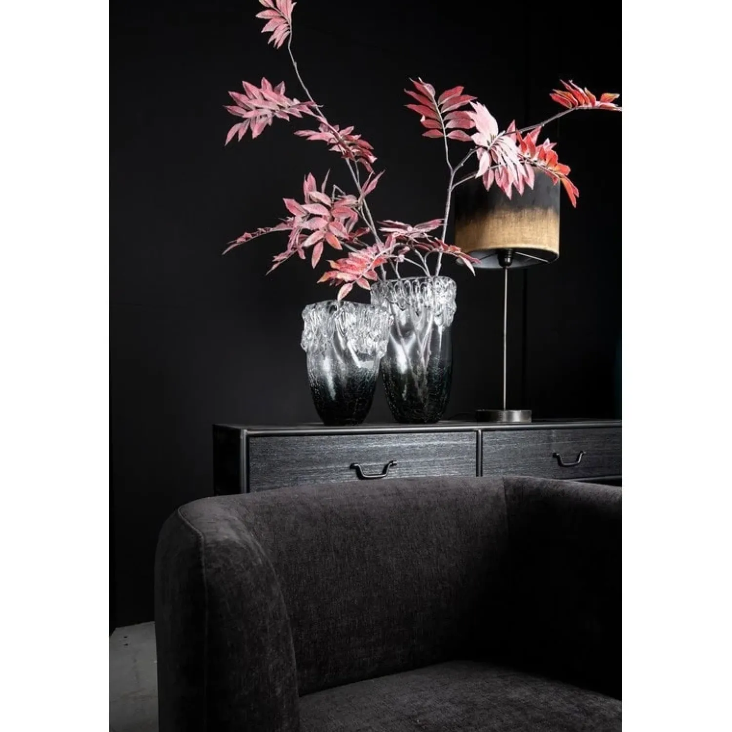 PTMD Sidetables|Varo Sidetable 2 lades Zwart Hout