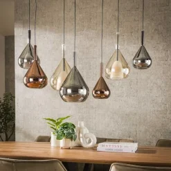 Kalfort Hanglampen|Glazen Hanglamp|Velura 7-lichts Hanglamp industrieel
