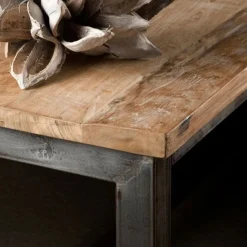 Tower living Bartafels|Venetië Bartafel vierkant teakhout whitewash naturel 160x90cm