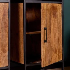 Furndea Boekenkasten|Industriele Kasten|Venice boekenkast mangohout 3-vaks 50cm