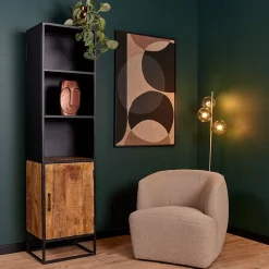 Furndea Boekenkasten|Industriele Kasten|Venice boekenkast mangohout 3-vaks 50cm