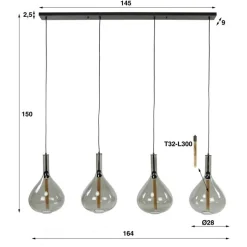 Kalfort Hanglampen|Victoria 4-lichts glazen hanglamp