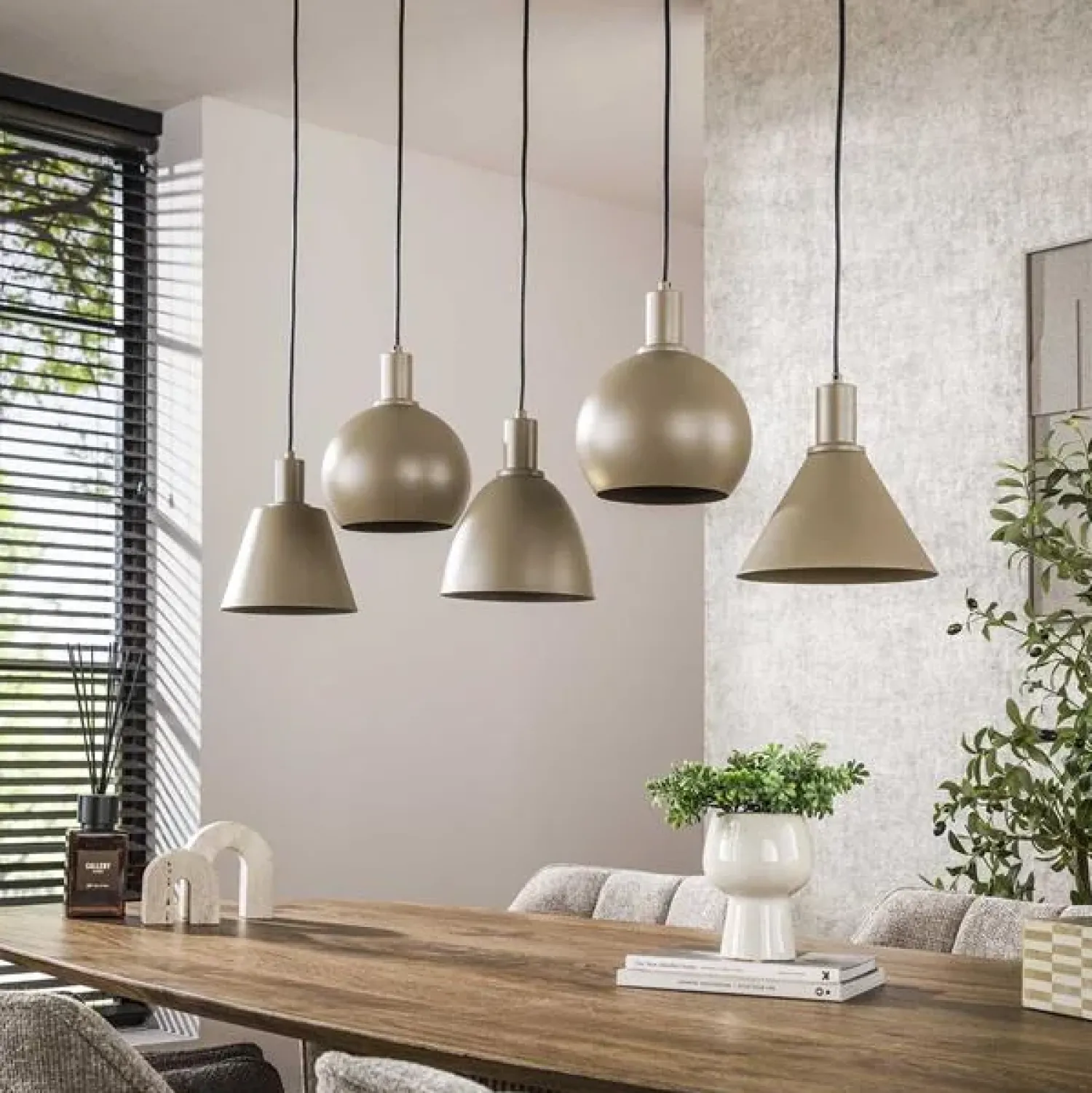 Kalfort Hanglampen|Vinci 5-lichts Hanglamp Beige
