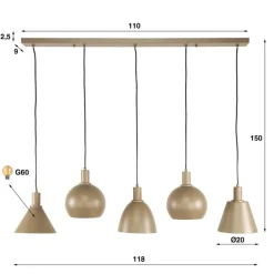 Kalfort Hanglampen|Vinci 5-lichts Hanglamp Beige