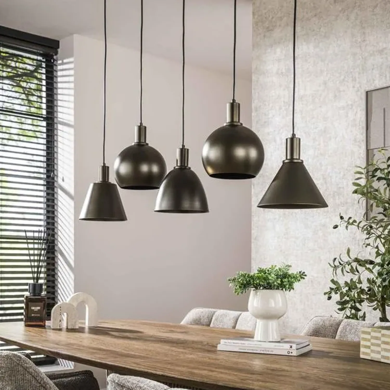 Kalfort Hanglampen|Vinci 5-lichts Hanglamp Sienna bruin