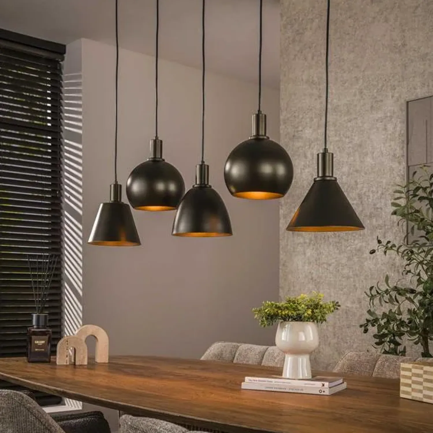 Kalfort Hanglampen|Vinci 5-lichts Hanglamp Sienna bruin