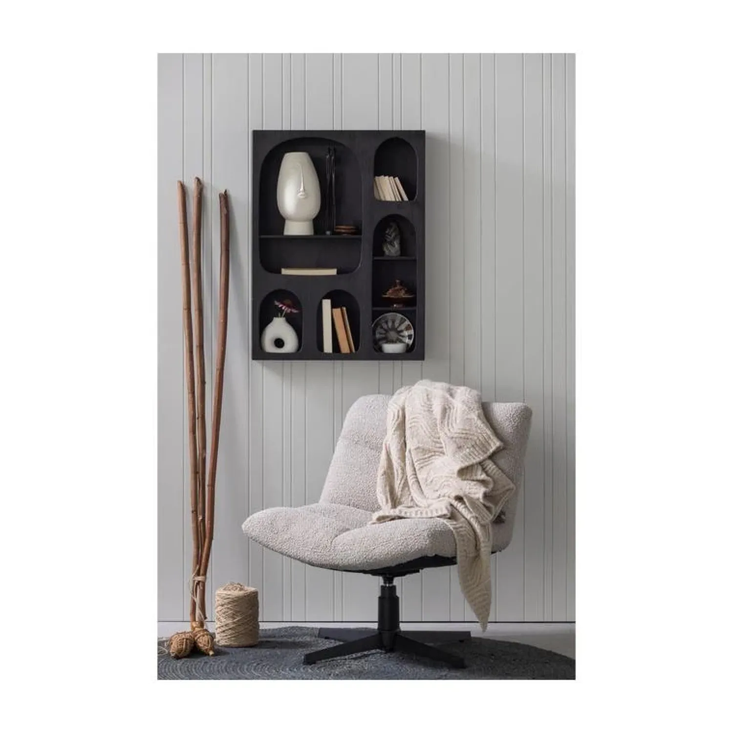 WOOOD Fauteuils|Vinny Draaifauteuil Boucle Zand