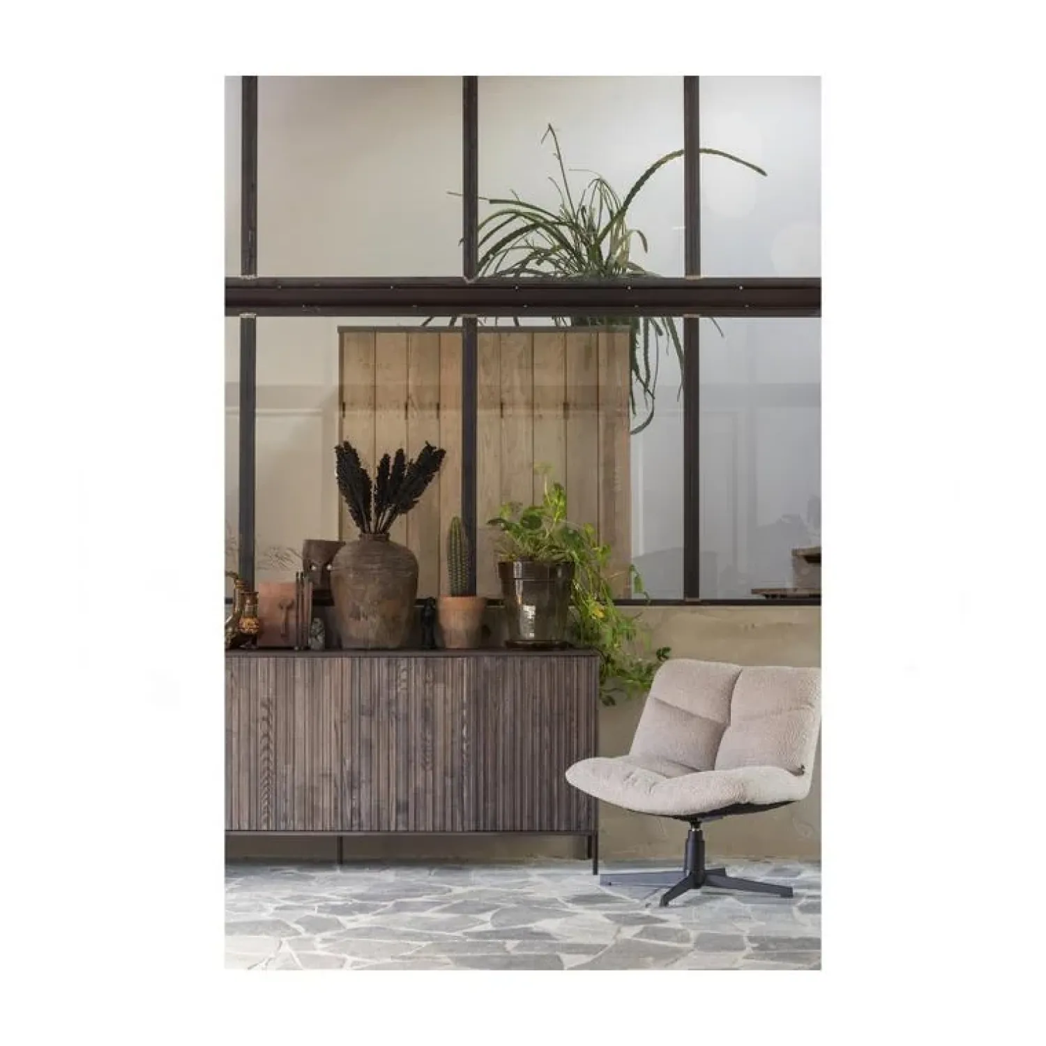WOOOD Fauteuils|Vinny Draaifauteuil Boucle Zand