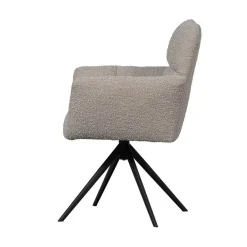 WOOOD Eetkamerstoelen|Vinny Draaistoel met Armleuning Boucle Zand