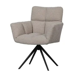 WOOOD Eetkamerstoelen|Vinny Draaistoel met Armleuning Boucle Zand