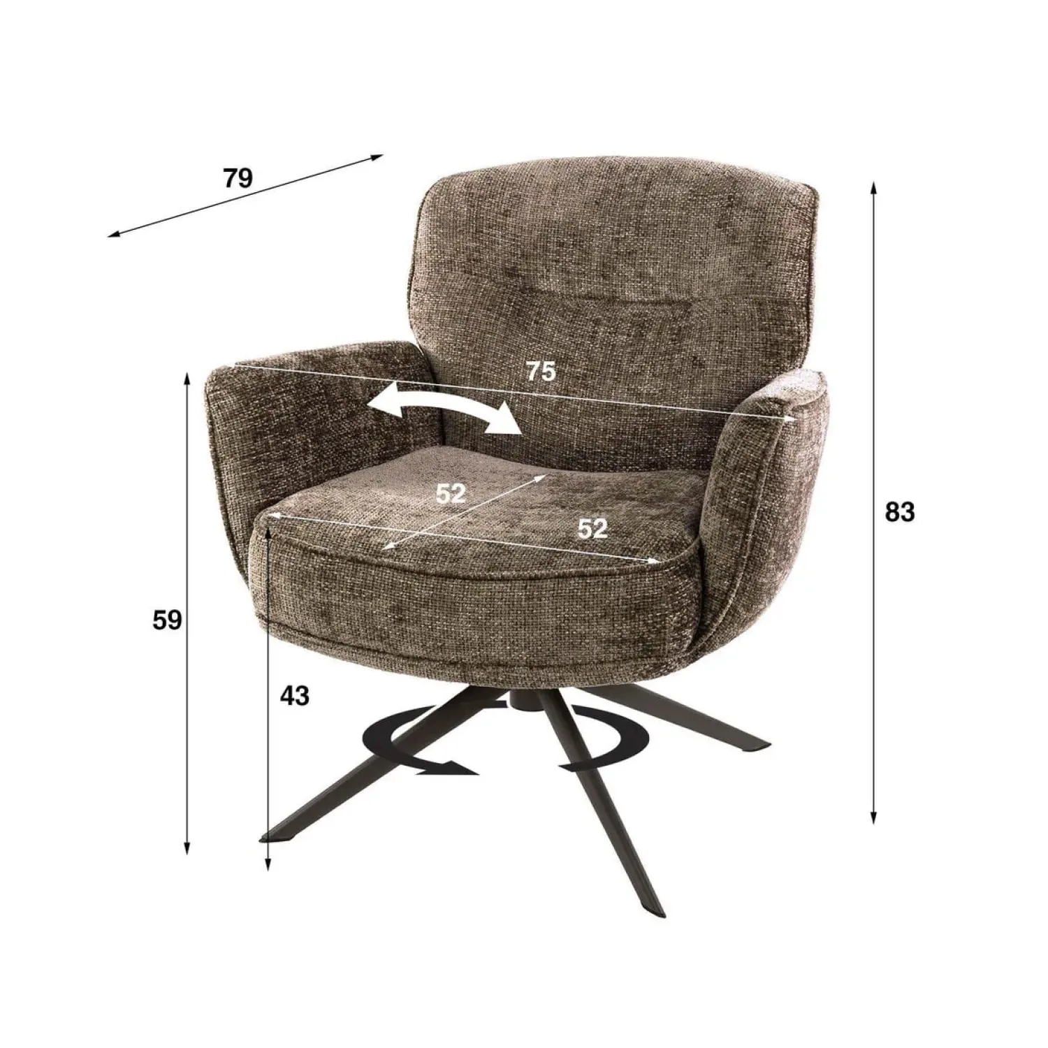 Kalfort Fauteuils|Vito Fauteuil Hoven champagne-bruin