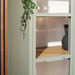 Cavetown Wandkasten|Vitrinekasten|Vitrinekast Garcia groen hout 80cm