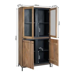 Furndea Vitrinekasten|Industriele Kasten|Vitrinekast Sindacco Naturel 100 cm