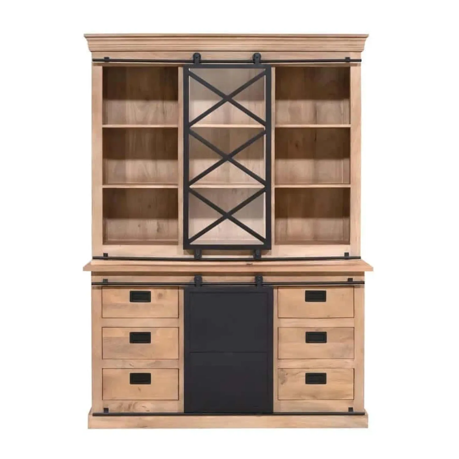 Furndea Vitrinekasten|Industriele Kasten|Vitrinekast Trenso Mangohout 160 cm